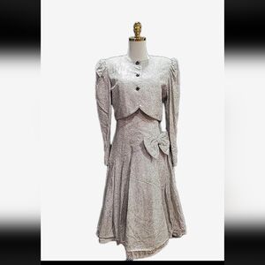Rickie Freeman Teri Jon Nites Dress 80's Prom Party Sequince Puff Sleeves Sz 8